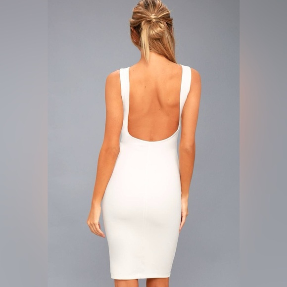 Lulus Like a Lady White Backless Midi Sleeveless Bodycon Dress, White, L, NWT - Picture 4 of 15